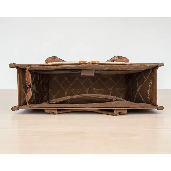 Wrangler Knitted Southwest Tapestry & Tooled Large Brown Tote Bag *NEW w/ Tags* - Picture 6 of 6